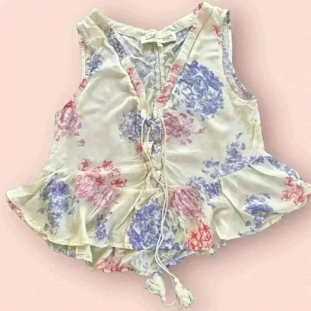 Vintage Havana tie sleeveless floral top